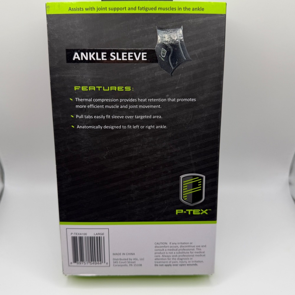 P-TEX Ankle Sleeve Large Black Thermal Compression Support P-TEXA100 - Picture 3 of 6